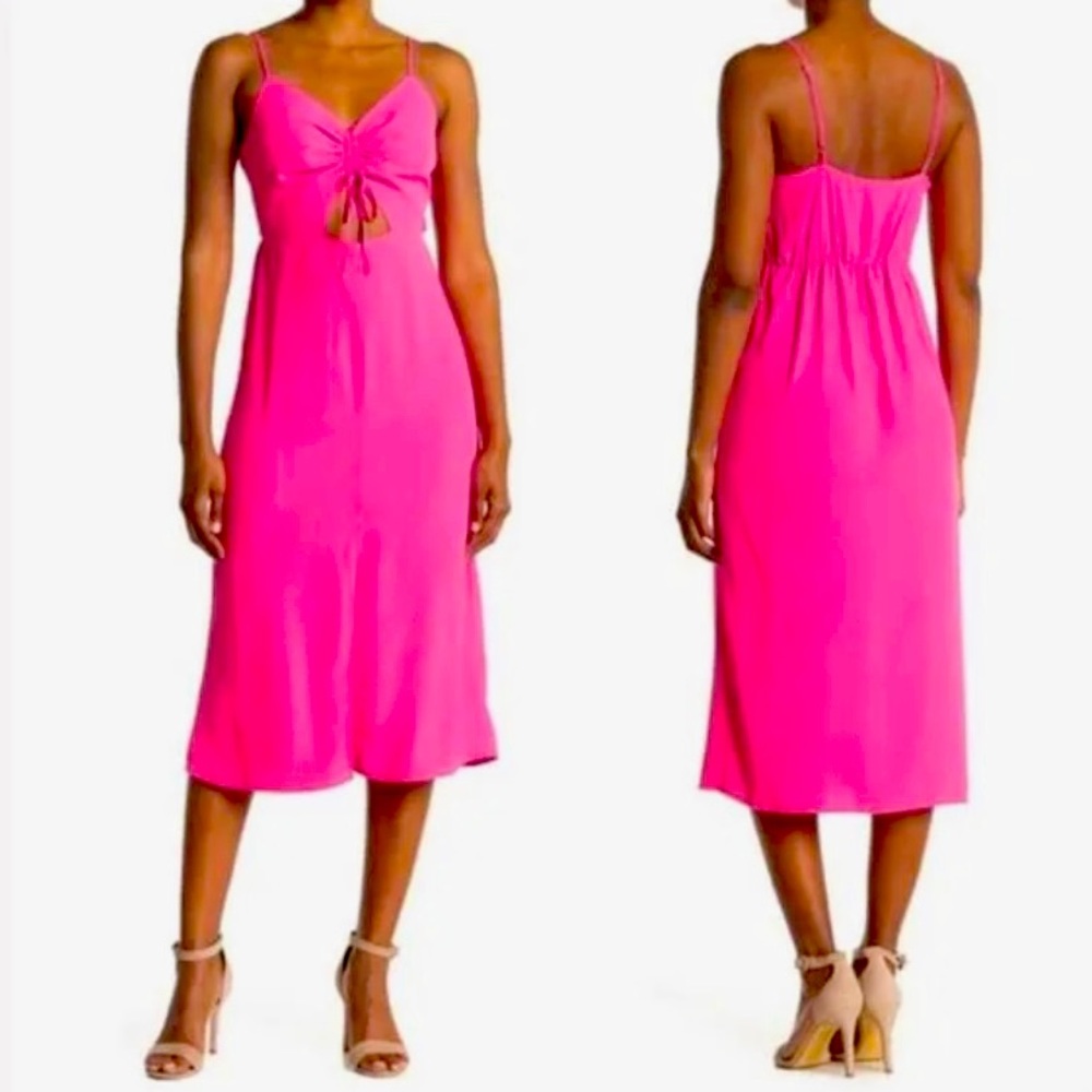 Topshop magenta pink cutout midi dress